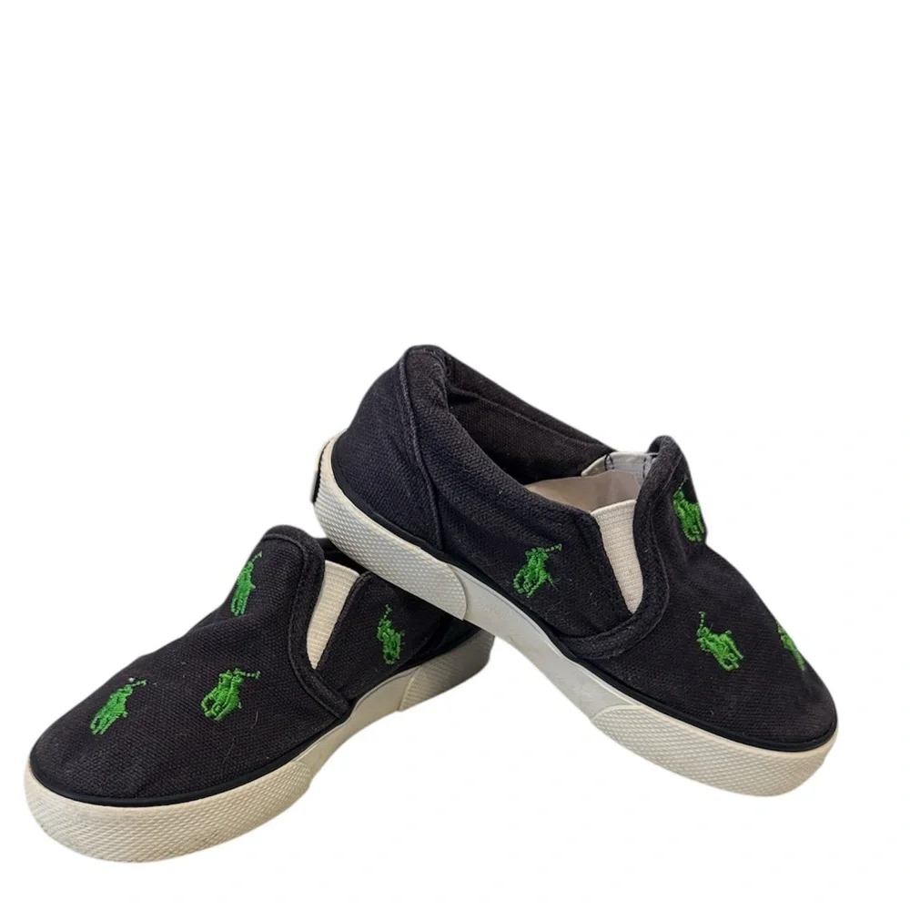 Ralph Lauren Blue with‎ Green Polo Horse Slip on Toddler Size 7.5